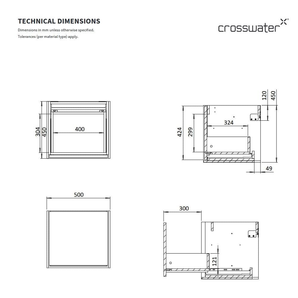 Crosswater Infinity Wall Mounted Vanity Unit with Worktop