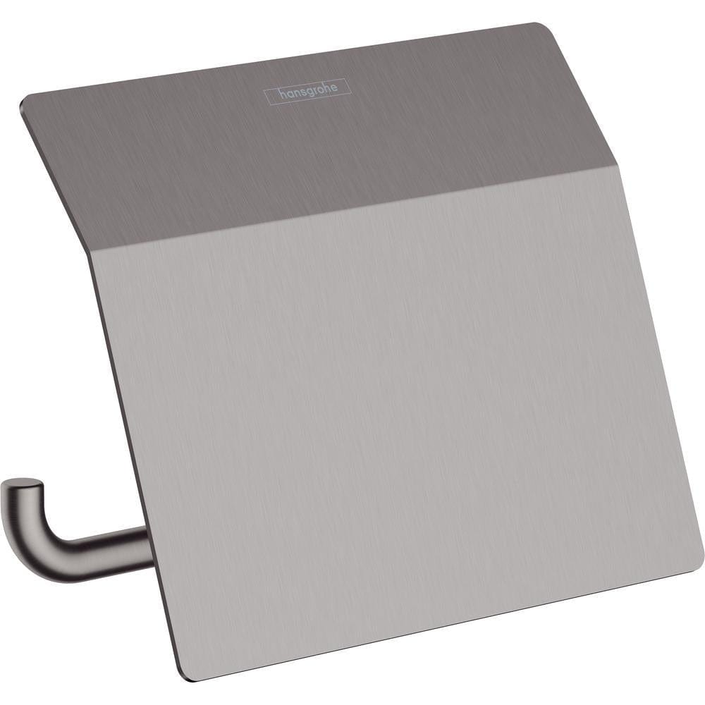 Hansgrohe Toilet Roll Holder Brushed Black Chrome Hansgrohe Addstoris Toilet Roll Holder with Cover