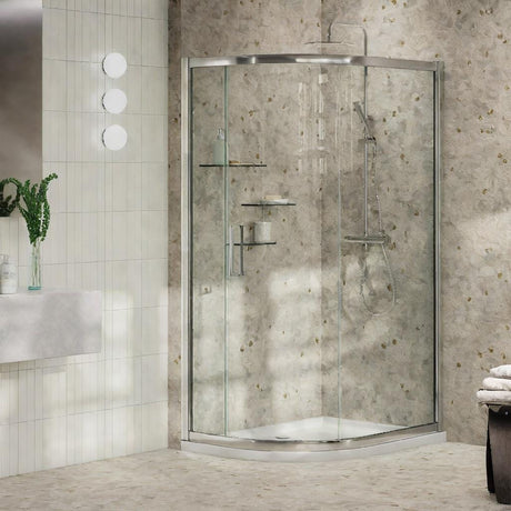 Aquarius Quadrant Shower Enclosure Silver / 1000mm x 800mm Aquarius Pluvia 8mm Quadrant Single Sliding Shower Door