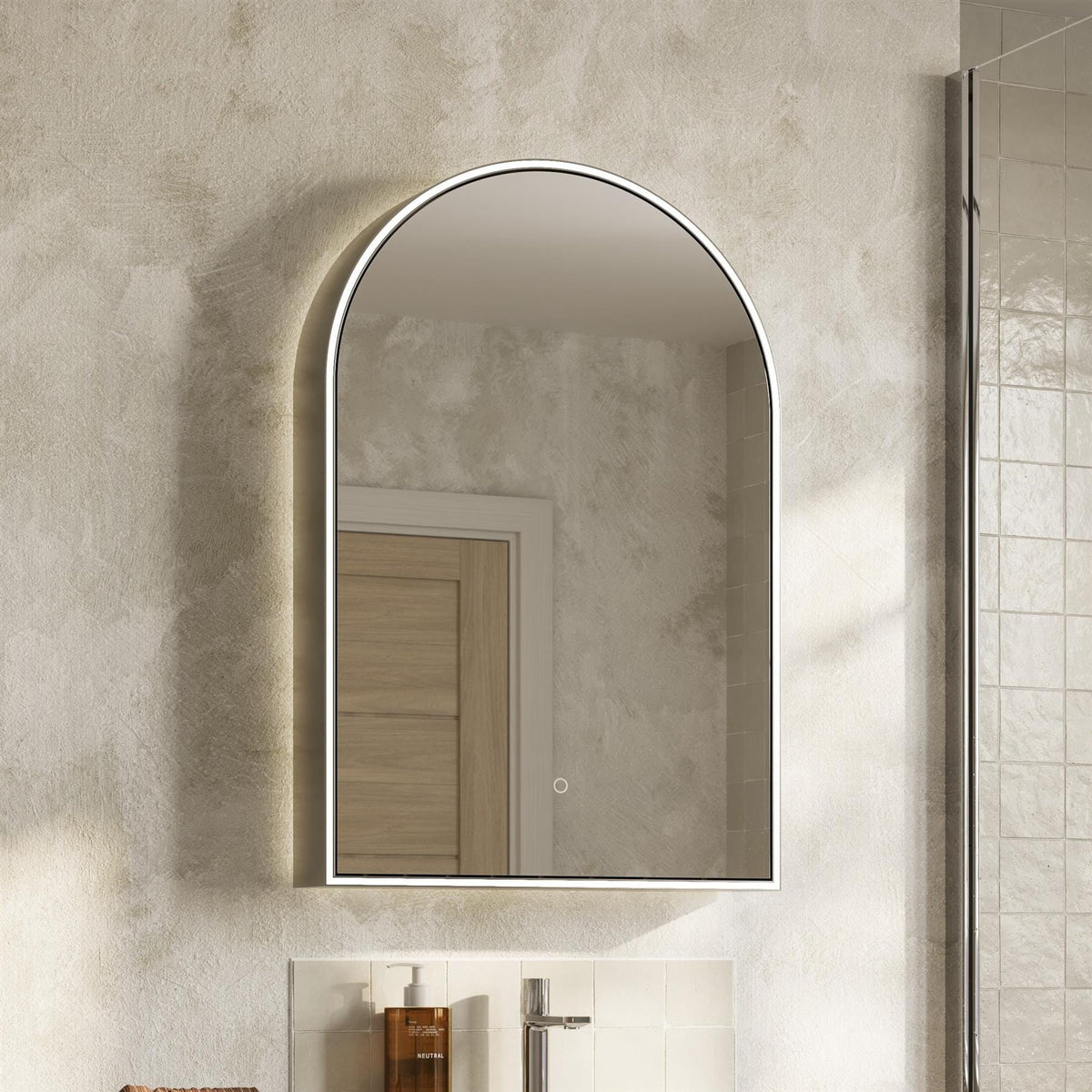 hib. Mirrored Cabinet hib. Romana Arch LED Illuminated Mirror Cabinet