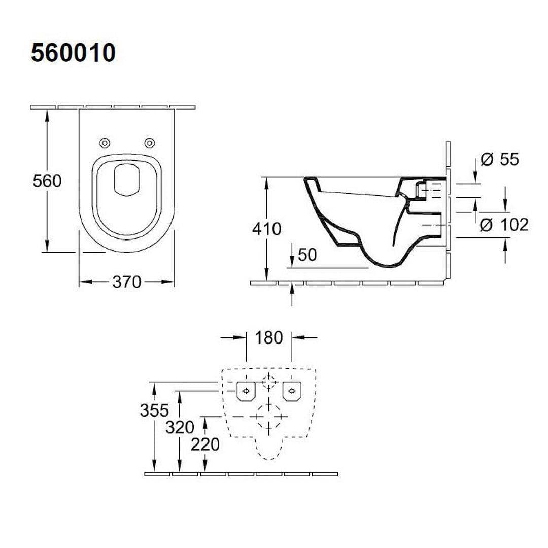 Villeroy and Boch Back To Wall Toilet Villeroy & Boch Subway 2.0 Back to Wall Toilet with Direct Flush and Soft Close Seat
