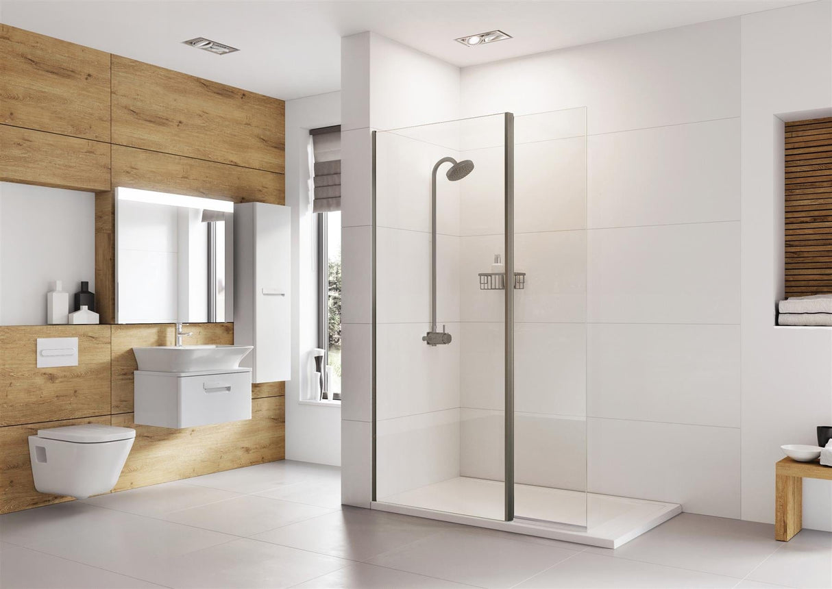 Aquarius Bathrooms Wetroom Panel Gunmetal / 365 x 2000mm Aquarius Coniston Wetroom 8mm Panel with Fittings