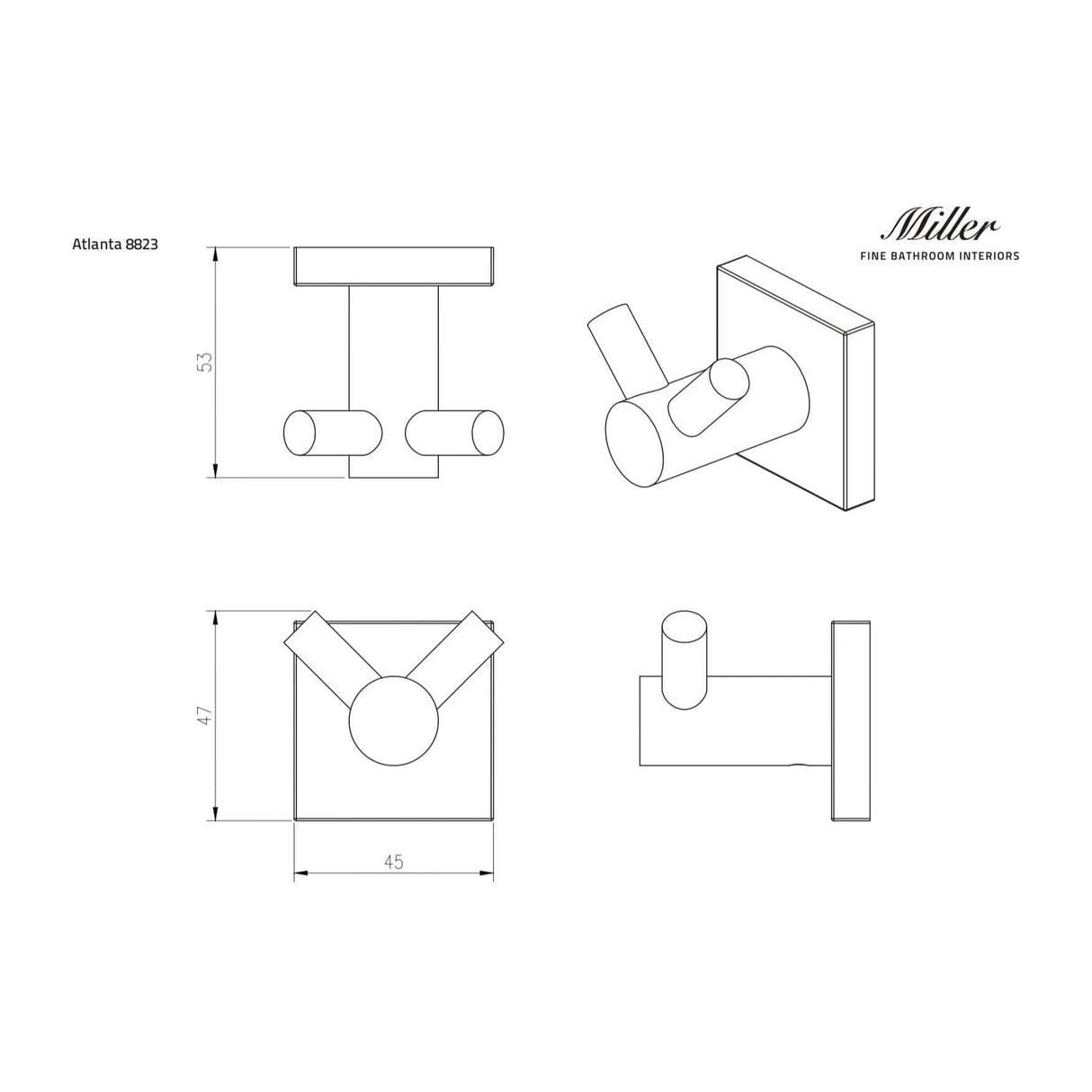 Miller Robe Hook Miller Atlanta Double Hook in Chrome