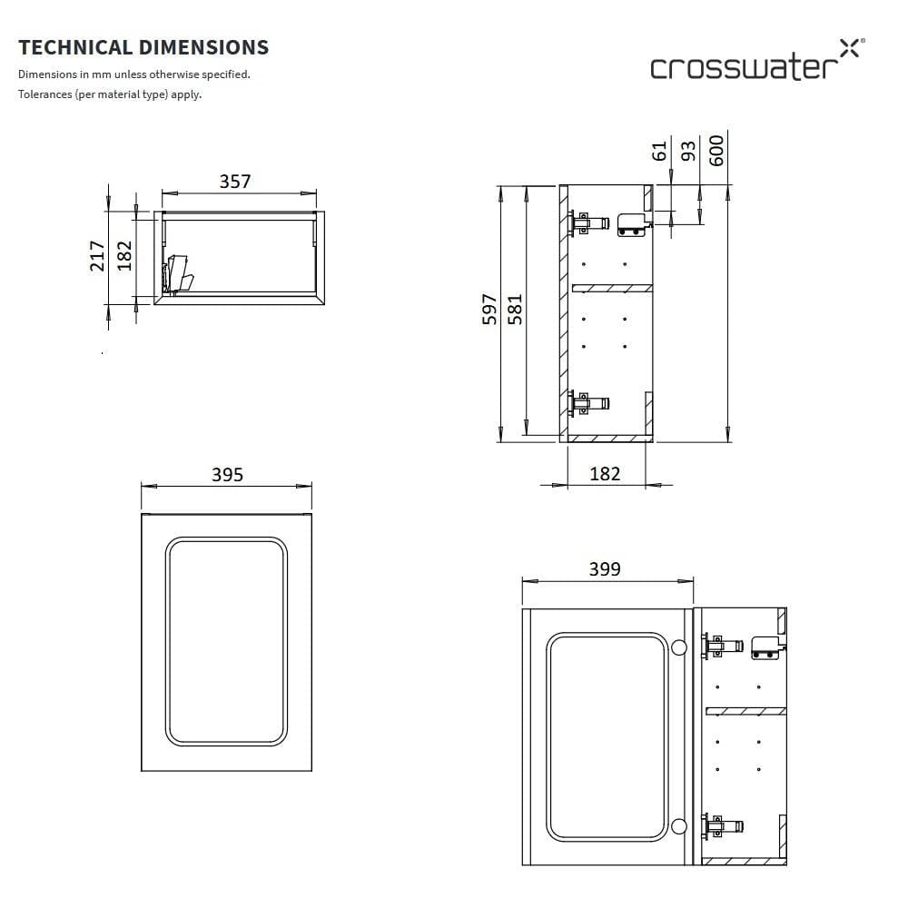 Crosswater Cloakroom Vanity Unit Crosswater Alo Cloakroom Single Door Wall Mounted 400 x 220mm Vanity Unit with Basin