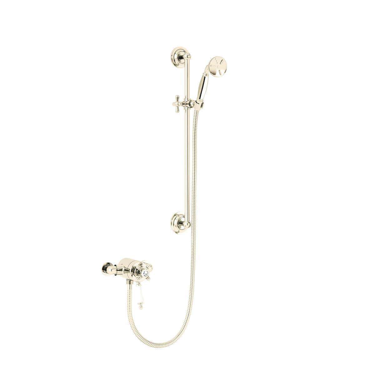 Heritage Exposed Shower Set Vintage Gold Heritage Hartlebury Exposed Shower with Premium Flexible Kit