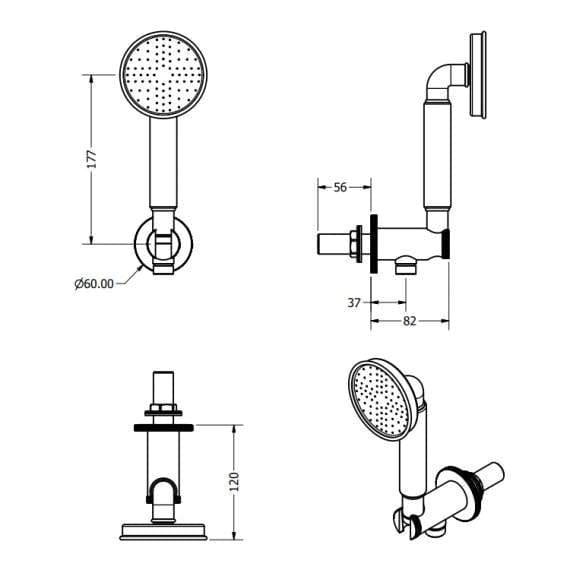 Crosswater Shower Handset Crosswater MPRO Industrial Wall Outlet, Shower Handset and Hose
