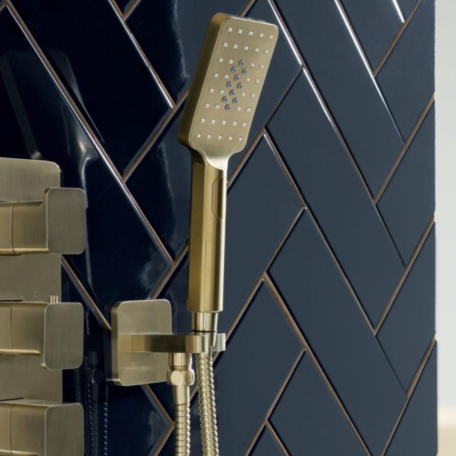 JTP Shower Handset Brushed Brass JTP HIX Wall Mounted Water Outlet with Holder, Shower Handset and Hose