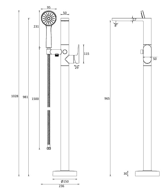 Crosswater Freestanding Bath Filler Crosswater Drift Floor Standing Bath Shower Mixer