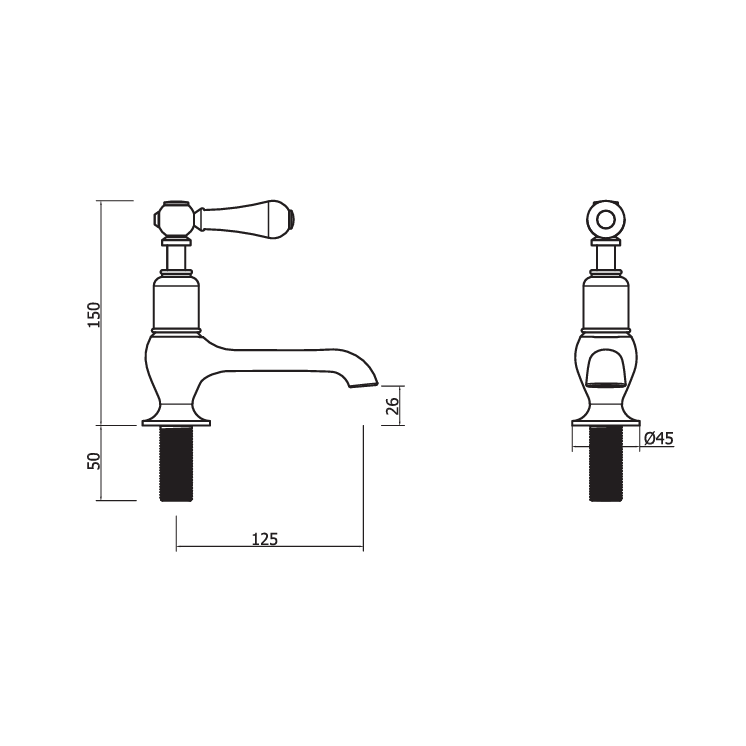 Crosswater Belgravia Lever Long Nose Basin Mixer Taps (Pair) in Chrome