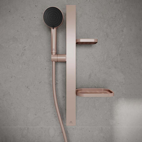 Ideal Standard Shower Riser Rail Rosé Ideal Standard Ceratherm ALU+ Rigid Riser Rail with Handset and Shelves