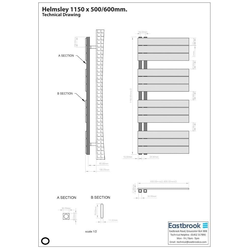 Eastbrook Helmsley Straight Vertical Designer Towel Rail in Matt Black