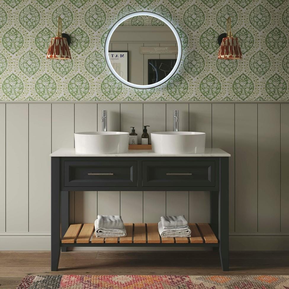 Heritage Floor Standing Vanity Unit Graphite / 1200mm - 2 Drawer Heritage Broughton Washstand with Laminate Worktop