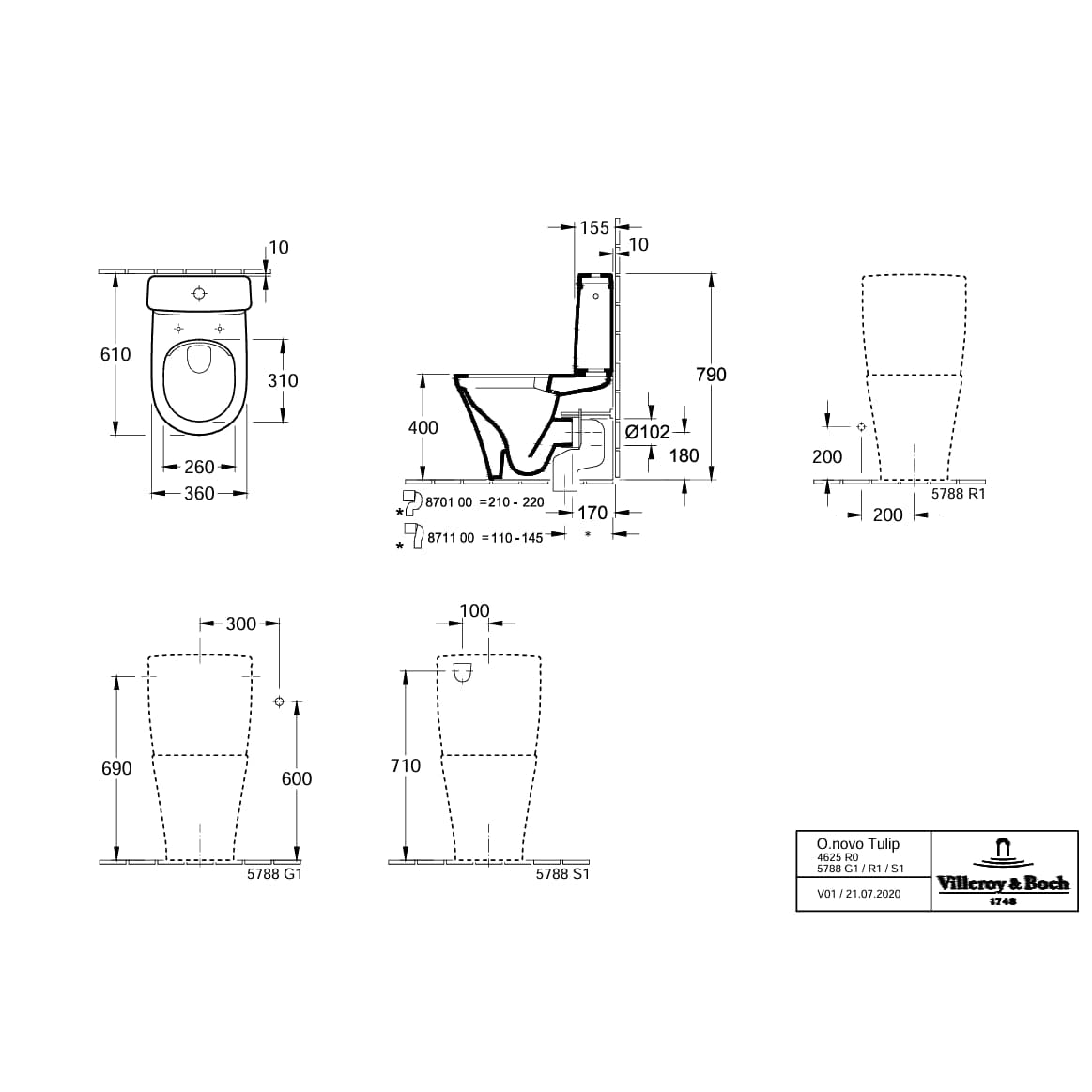 Villeroy & Boch Close Coupled Toilet Villeroy & Boch O.novo Close Coupled Toilet with Soft Close Seat