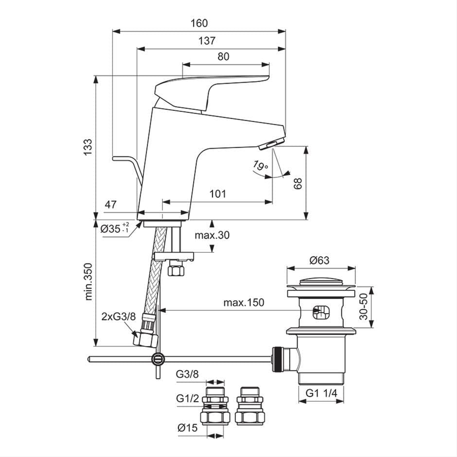 Ideal Standard Mono Basin Tap Ideal Standard Ceraflex Single Lever Basin Mixer Tap