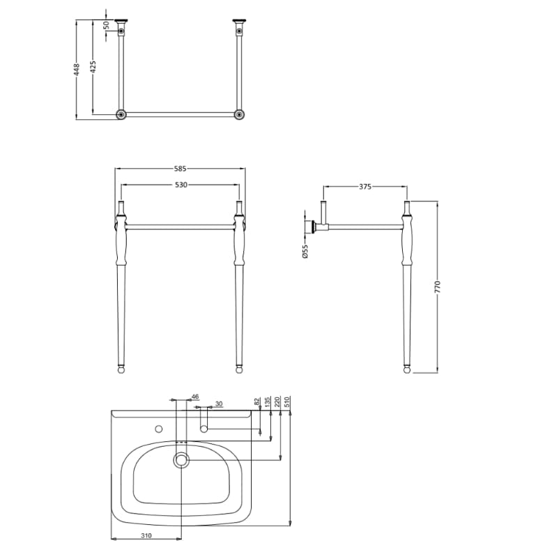 Burlington Wall Hung Basin Burlington Guild Basin with Pedestal or Washstand