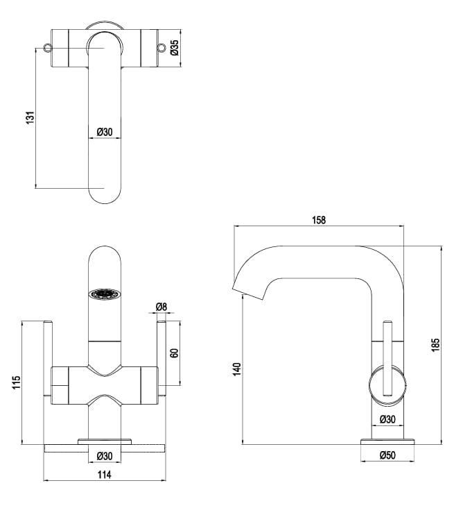 Crosswater Mono Basin Tap Crosswater 3ONE6 Lever 2 Handle Basin Mixer Tap with Swivel Spout