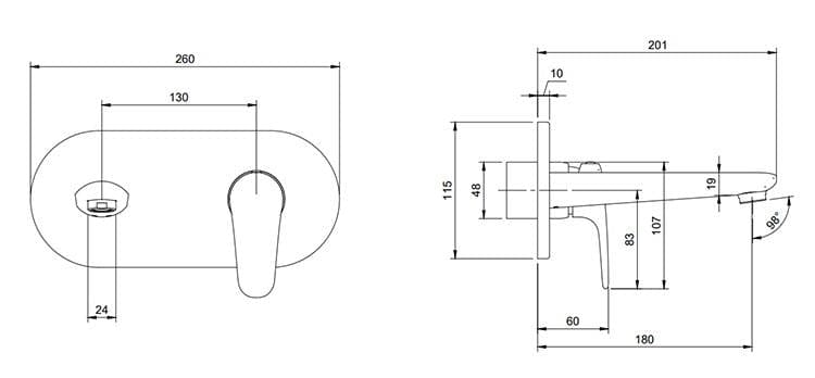 Villeroy & Boch Wall Mounted Basin Tap Villeroy & Boch O.Novo Start Wall Mounted Single Lever Basin Mixer Tap in Chrome