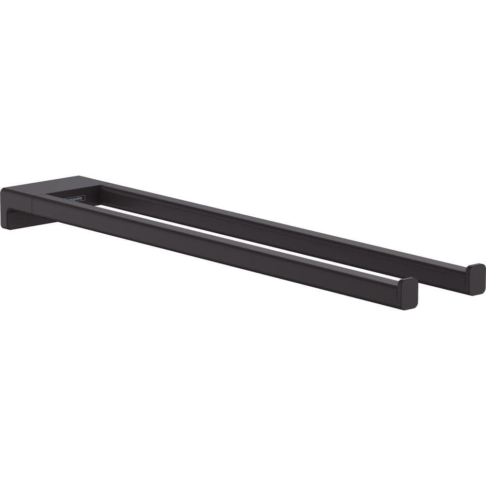 UK Bathroom Store Matt Black Hansgrohe Addstoris Twin Handle Towel Rail