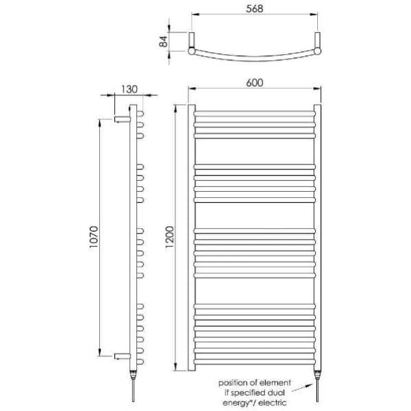 Vogue Ladder Rail Vogue Kerve Curved Ladder Rail in Polished Stainless Steel