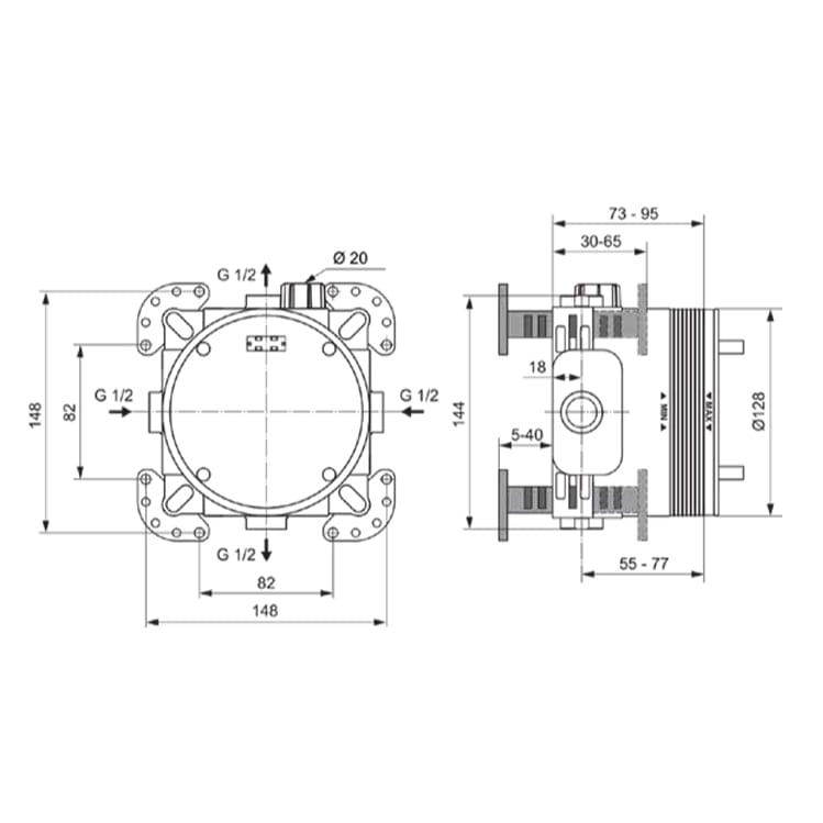 Ideal Standard Concealed Shower Valve Ideal Standard Ceratherm T100 Concealed Thermostatic Shower Valve Set with Wall Elbow and Handset in Chrome