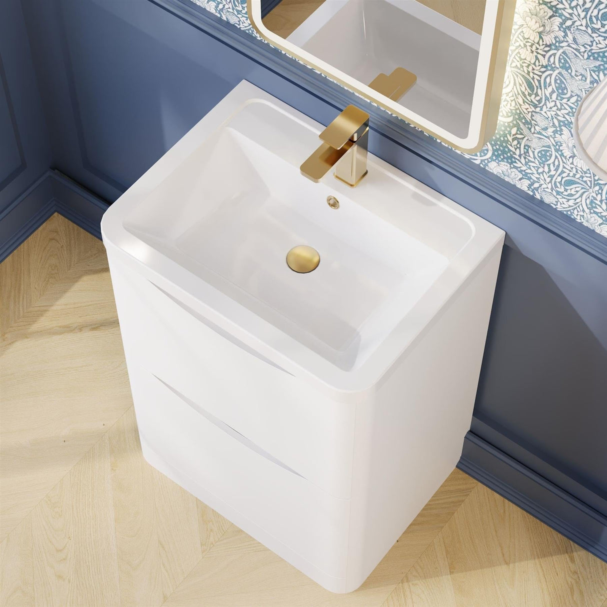 Aquarius Bathrooms Floor Standing Vanity Unit Aquarius Seren 600mm Floor Standing Two Drawer Vanity Unit with Basin