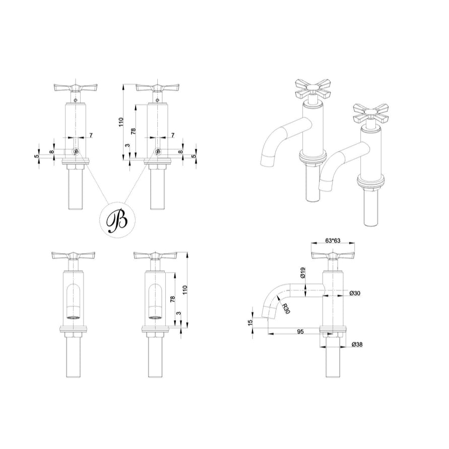 Burlington Basin Pillar Tap Burlington Riviera Basin Pillar Tap (Pair)