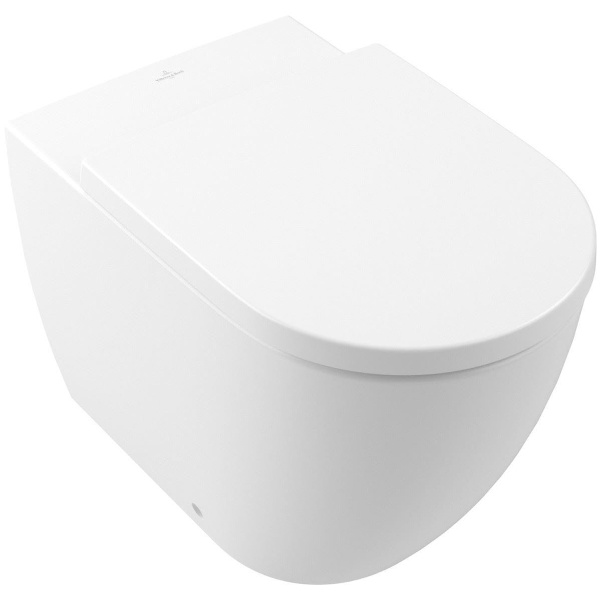 Villeroy & Boch Back To Wall Toilet Villeroy & Boch Subway 3.0 Back to Wall Toilet with Twist Flush and Soft Close Toilet Seat in Matt Stone White