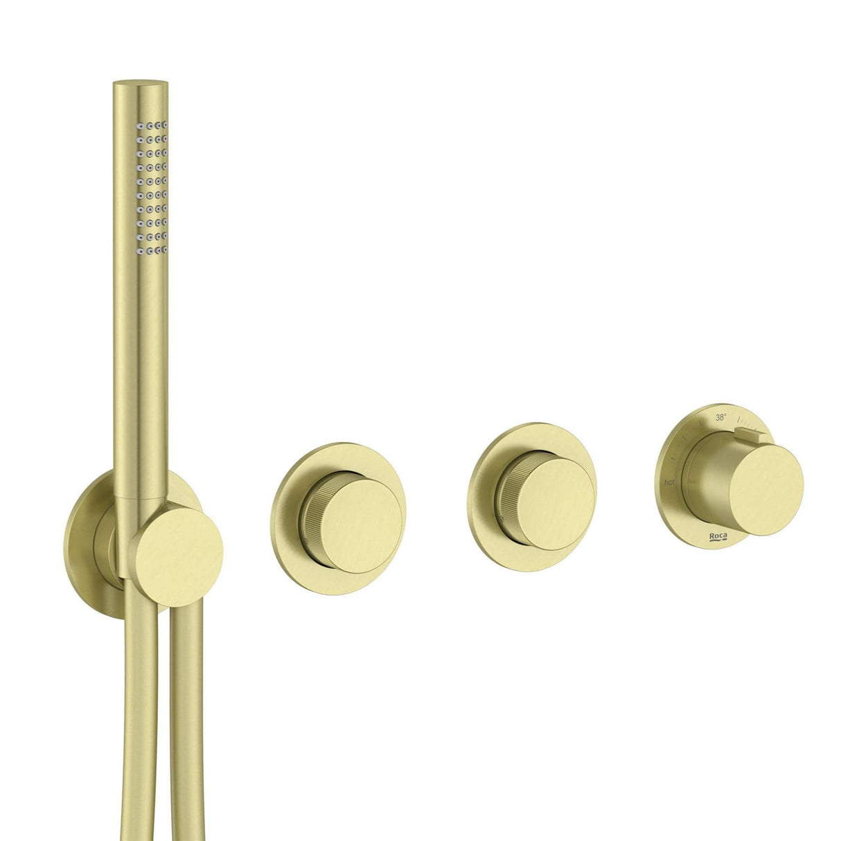 Roca Concealed Shower Set Roca T-Multi Switch Thermostatic Concealed Shower Valve with Rainshower Head, Pencil Handset and Hose