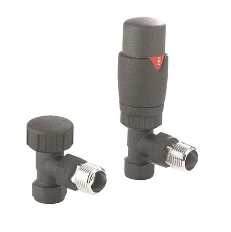 Crosswater Radiator Valve Anthracite Crosswater Angled Thermostatic Radiator Valves