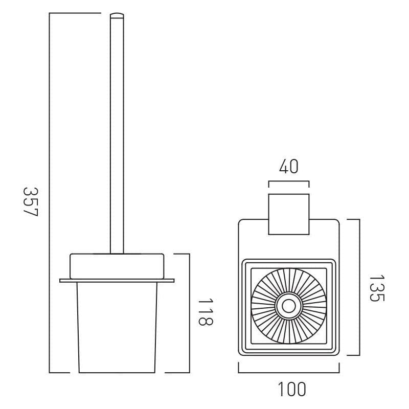 Vado Toilet Brush Vado Photon Toilet Brush And Frosted Glass Holder in Chrome