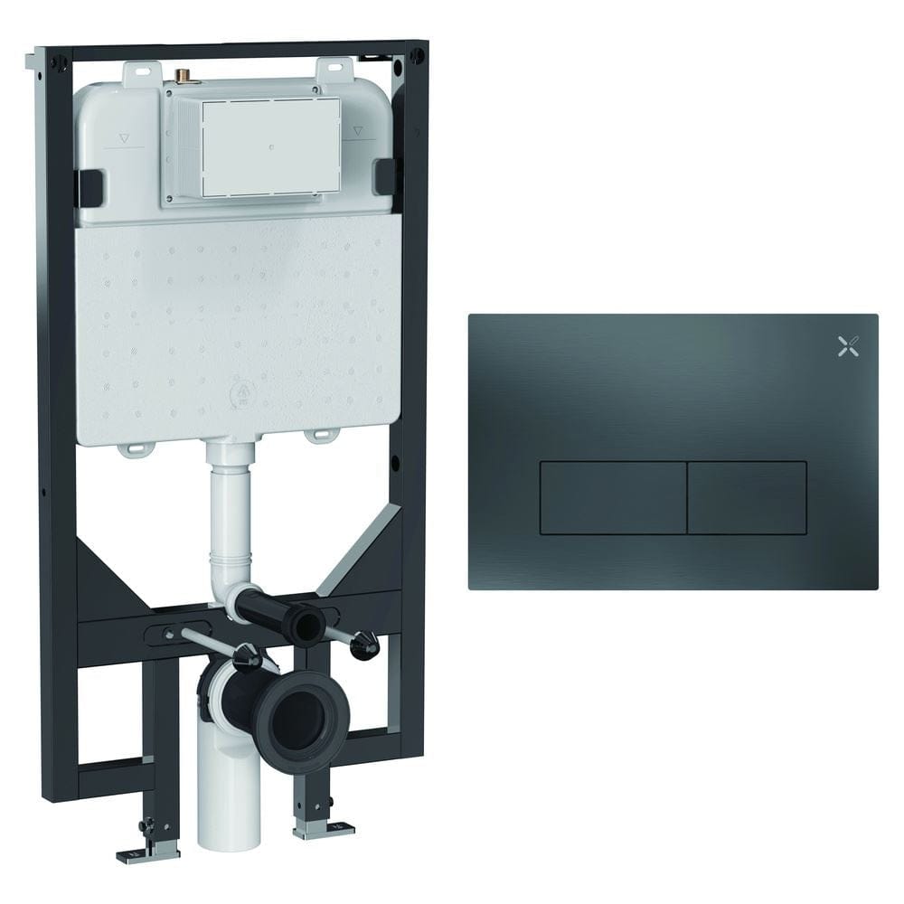 Crosswater Wall Hung WC Frame MPRO Steel Plate in Slate Crosswater 1.14m Ultra Slim Depth Dual Flush WC Support Frame Set with Flush Plate