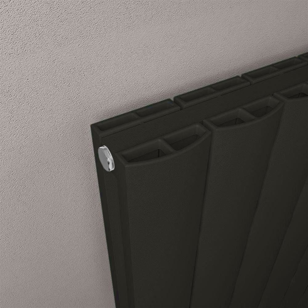 Eastbrook Panel Radiator Eastbrook Guardia Straight Vertical Aluminium Radiator in Matt Black