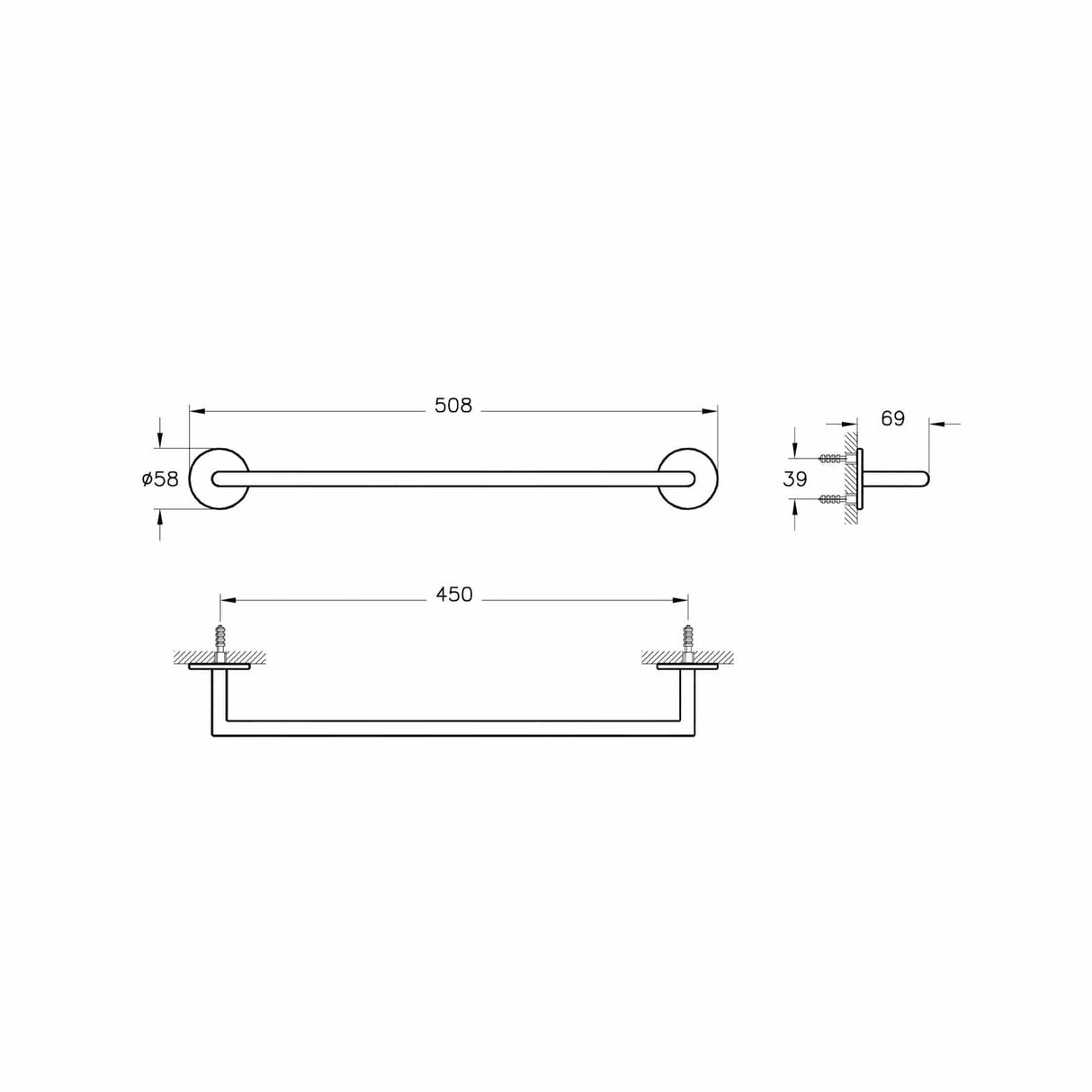 VitrA Towel Rails and Rings VitrA Origin 450mm Towel Rail