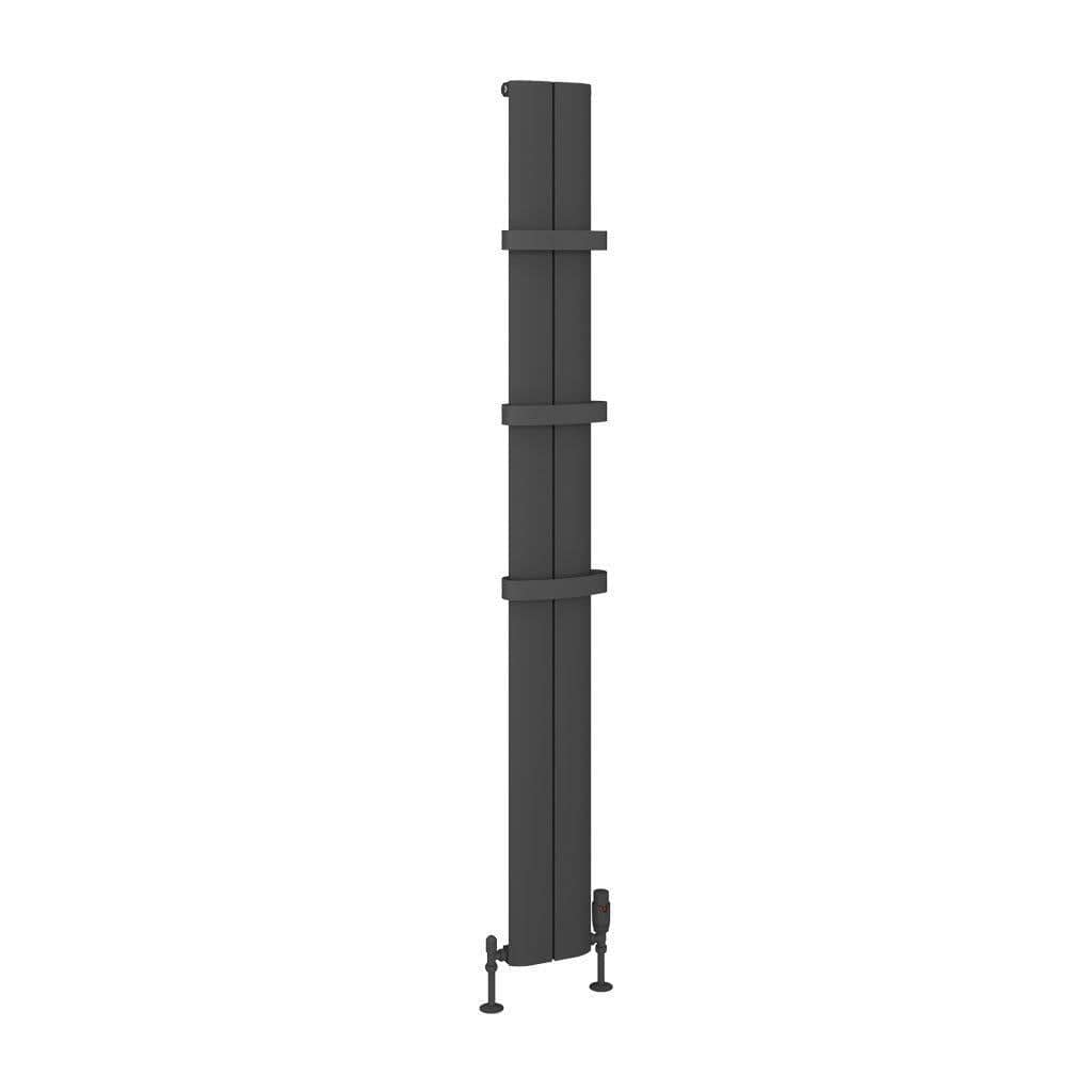 Eastbrook Panel Radiator Eastbrook Berlini Straight Vertical Aluminium Radiator in Matt Anthracite