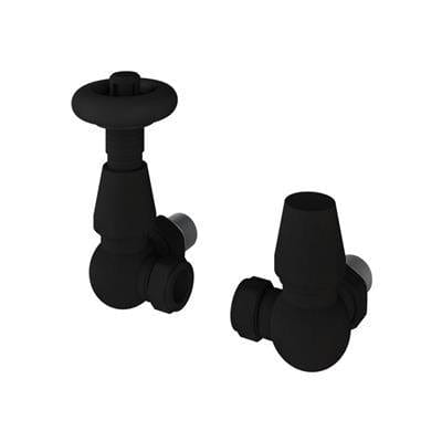 Eastbrook Radiator Valve Matt Black Eastbrook Traditional Corner Thermostatic Radiator Valve with Lockshield (Pair)