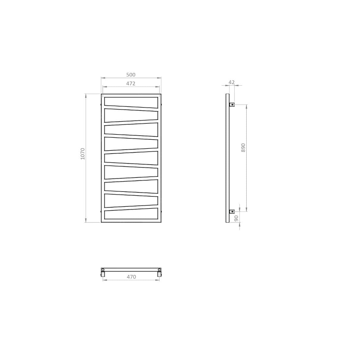 Crosswater Designer Towel Radiator Crosswater Wedge Designer Towel Rail - 500 x 1096 - Metallic Black - Central Heating