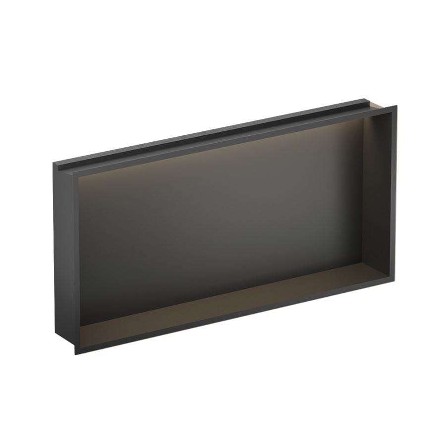 Croswwater Shower Niche Matt Black Crosswater Square Shower Niche with LED - 610 x 305 x 80mm for Stud Walls
