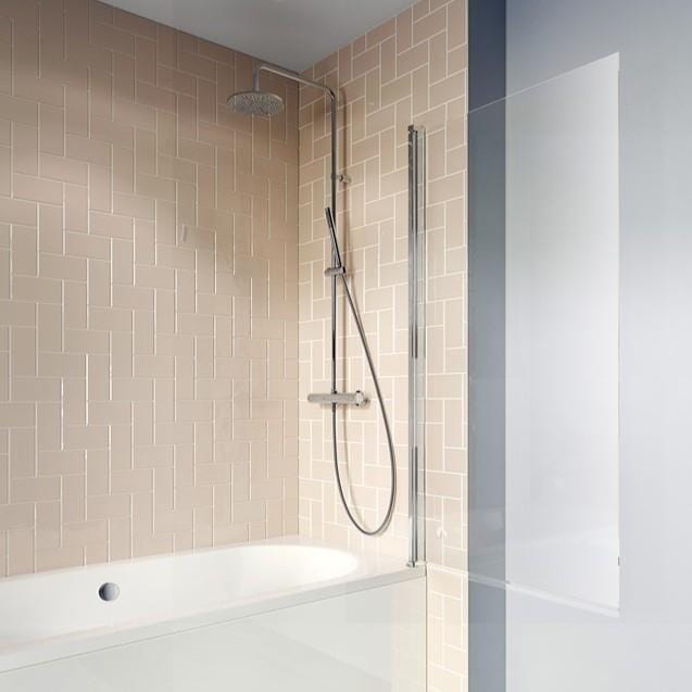 Crosswater Bath Screen Crosswater Clear 6 Single Panel Hinged Bath Screen 800mm