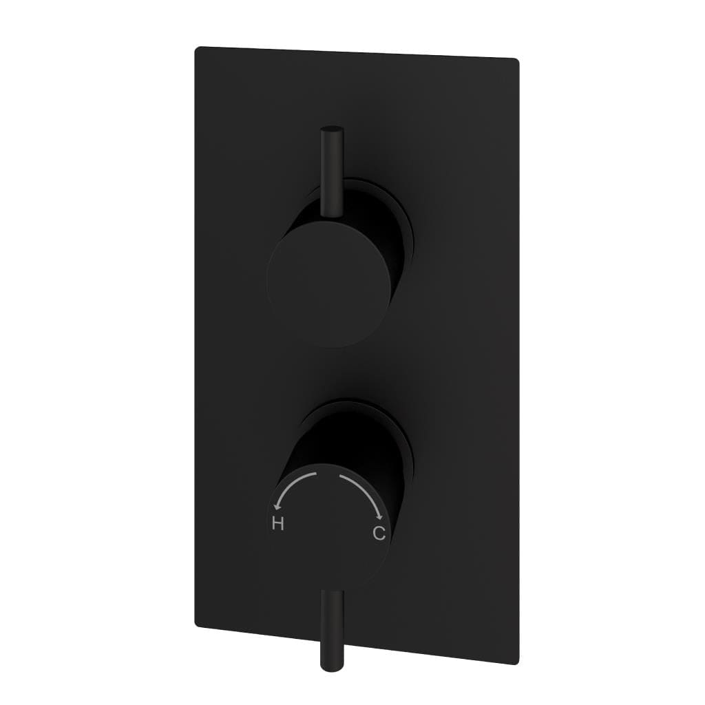 Aquarius Concealed Shower Valve Matt Black Aquarius Modern Round Thermostatic Two Way Concealed Shower Valve