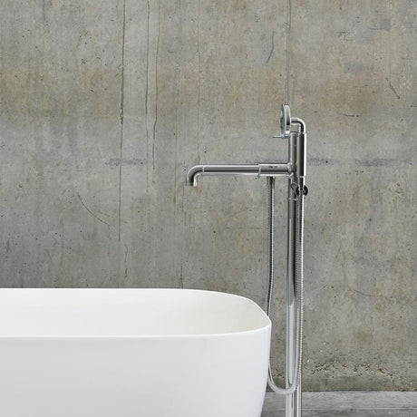 Crosswater Freestanding Bath Filler Chrome Crosswater MPRO Industrial Floor Standing Bath Shower Mixer Tap