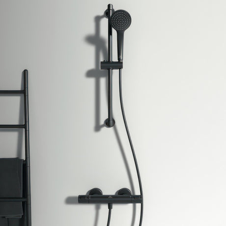 Ideal Standard Exposed Shower Set Ideal Standard Ceratherm T25 Exposed Thermostatic Shower Valve Set with 600mm Adjustable Riser and Handset in Black