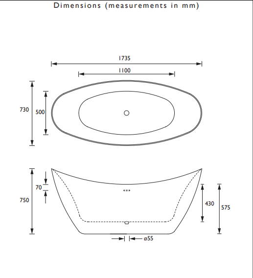 Heritage Hylton Freestanding Acrylic Double Ended Slipper Bath