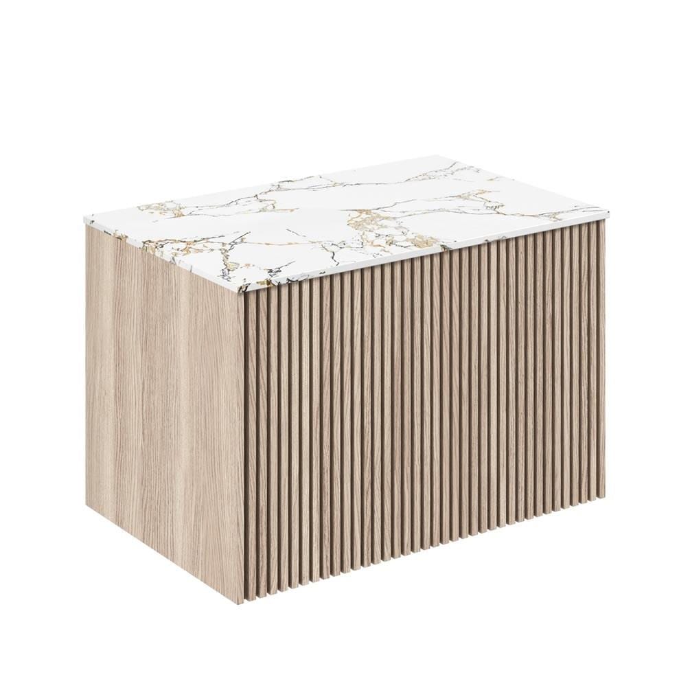 Crosswater Wall Mounted Vanity Unit Modern Oak / Gold Vein Estatuario / 700mm Crosswater Limit Wall Mounted Vanity Unit with Worktop