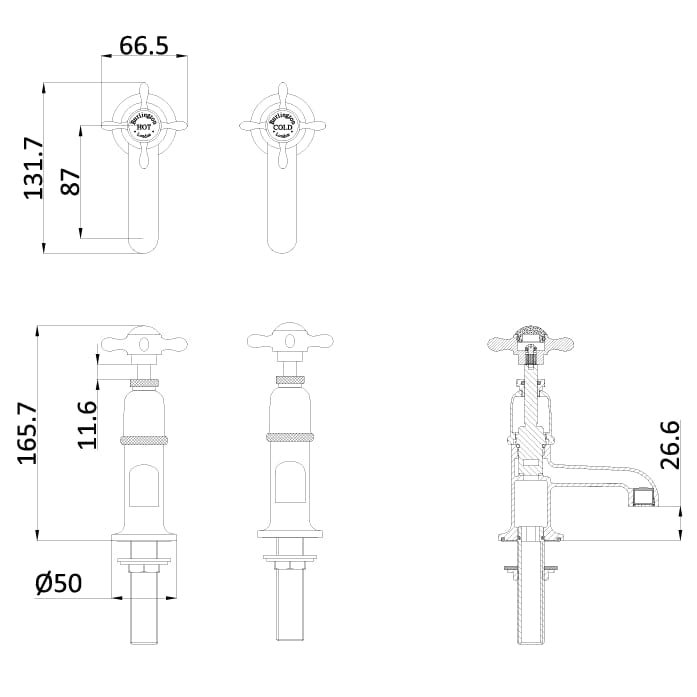 Burlington Pillar Basin Tap Burlington Guild Basin Pillar Taps (Pair)