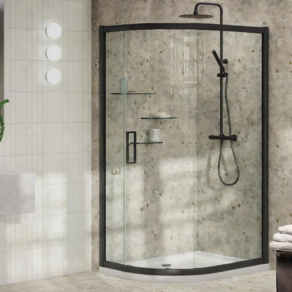 Aquarius Quadrant Shower Enclosure Black / 1000mm x 800mm Aquarius Pluvia 8mm Quadrant Single Sliding Shower Door