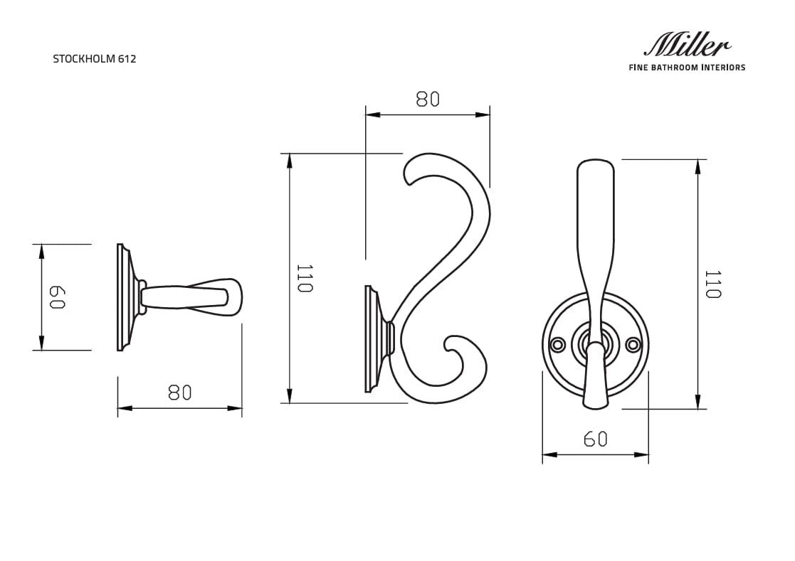 Miller Robe Hook Miller Stockholm Double Robe Hook in Chrome