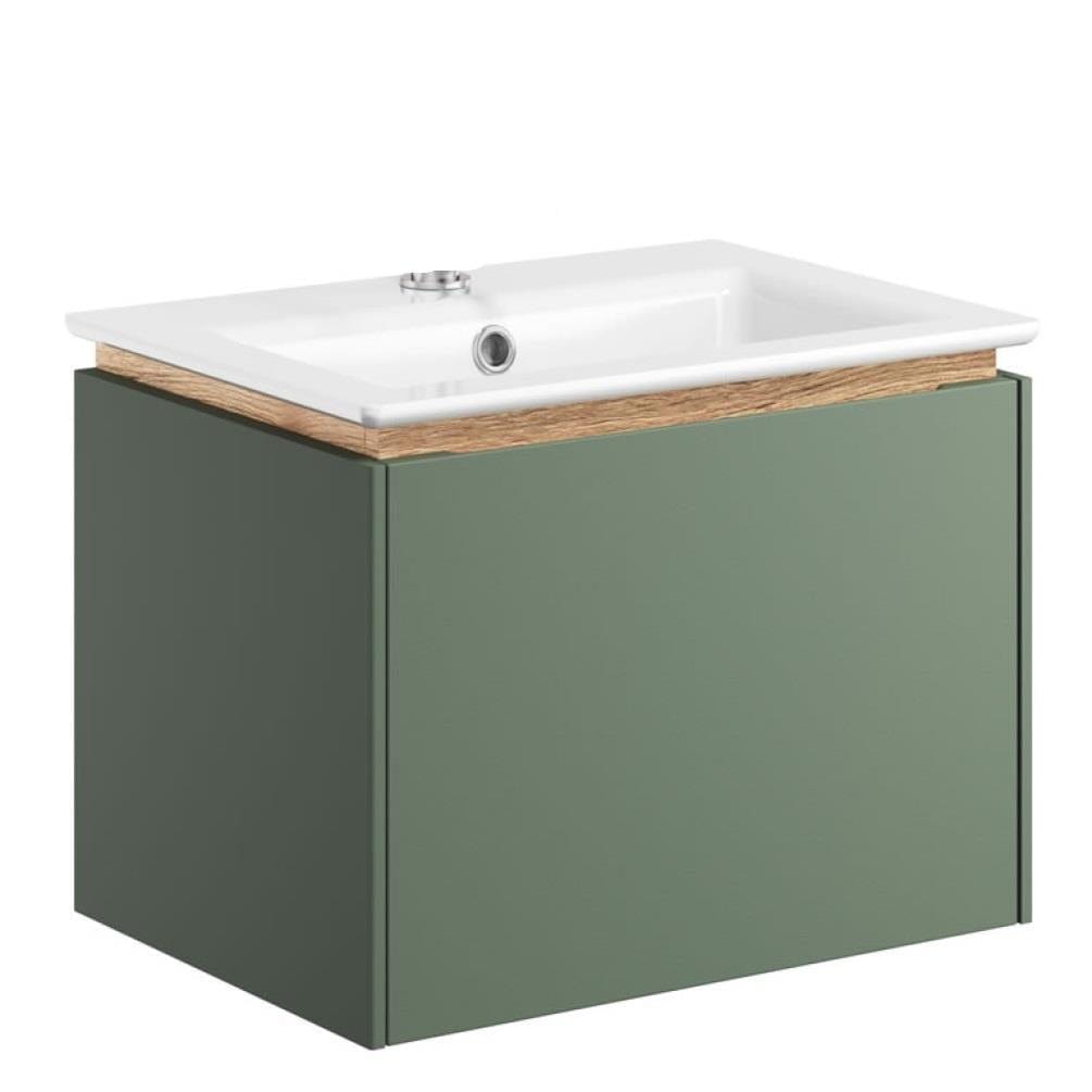 Crosswater Wall Mounted Vanity Unit Sage Green / 500mm / 0 Tap Hole Basin Crosswater Mada Wall Mounted Vanity Unit