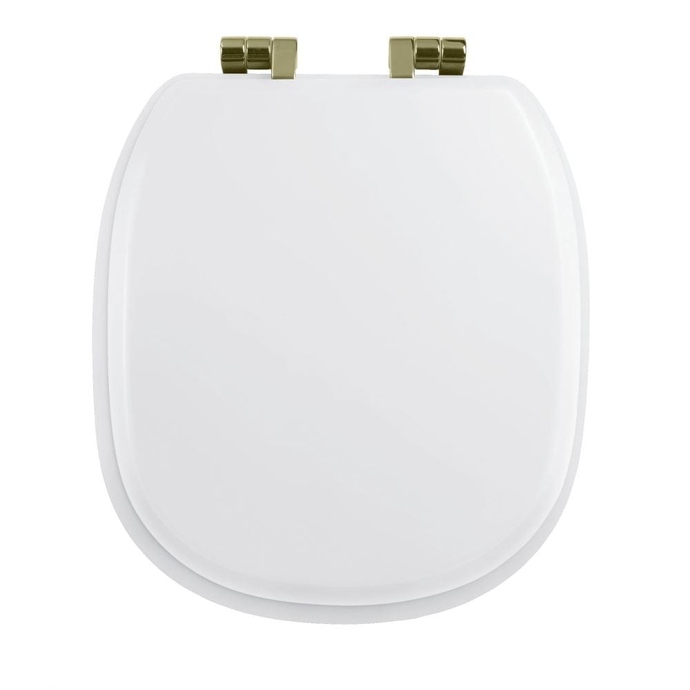 Imperial Toilet Seat White / Gold Imperial Radcliffe Solid Wood Painted Toilet Seat with Soft Close Hinges