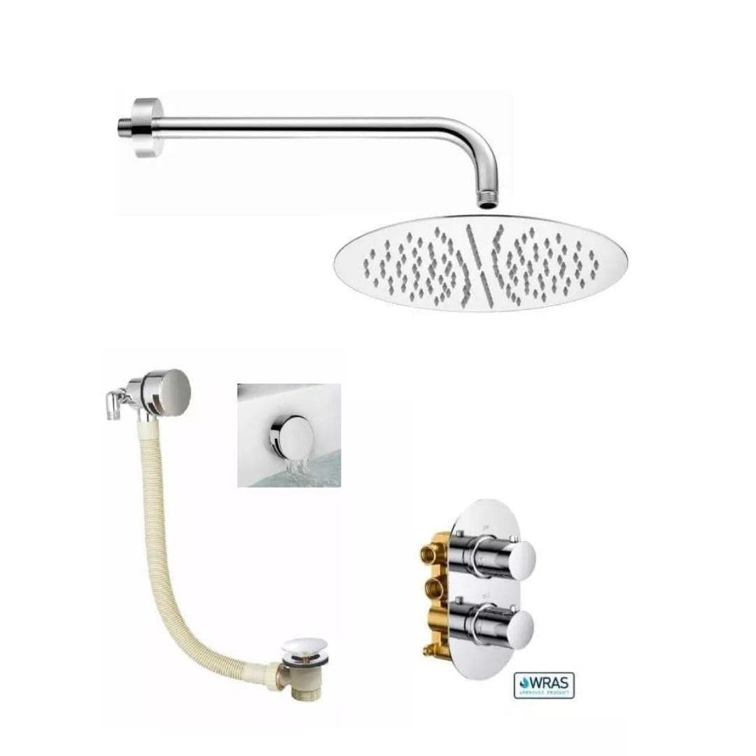Aquarius Concealed Shower Set Chrome Aquarius RainLux Round 2 Outlet Overflow Filler Shower Bundle