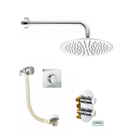 Aquarius Concealed Shower Set Chrome Aquarius RainLux Round 2 Outlet Overflow Filler Shower Bundle